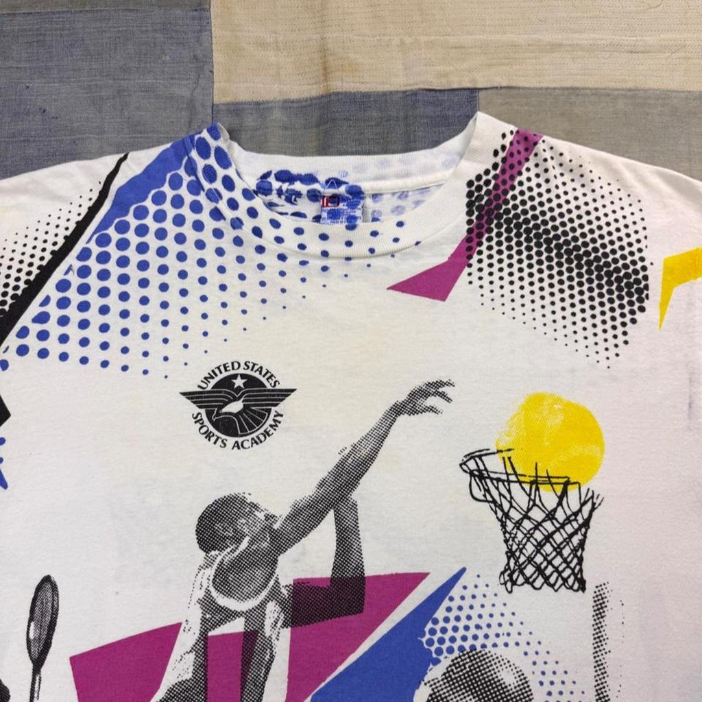 1990s United States Sports Academy All Over Print Sports Tee | Large