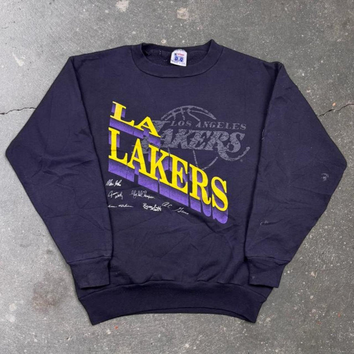 1990s LA Lakers Crewneck Sweatshirt Black Showtime Signature NBA Basketball | L