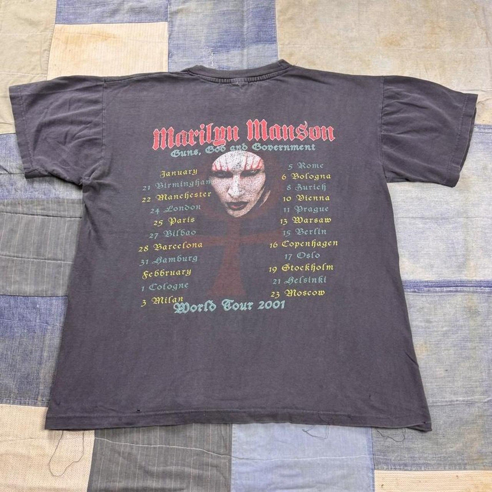 2001 Marilyn Manson Holy Wood Guns God Government World Tour Tee | XL
