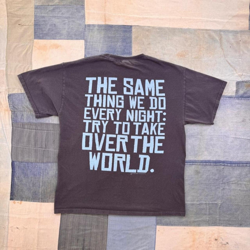 2007 Pinky and the Brain Take Over the World Double-Sided Graphic Tee | Large