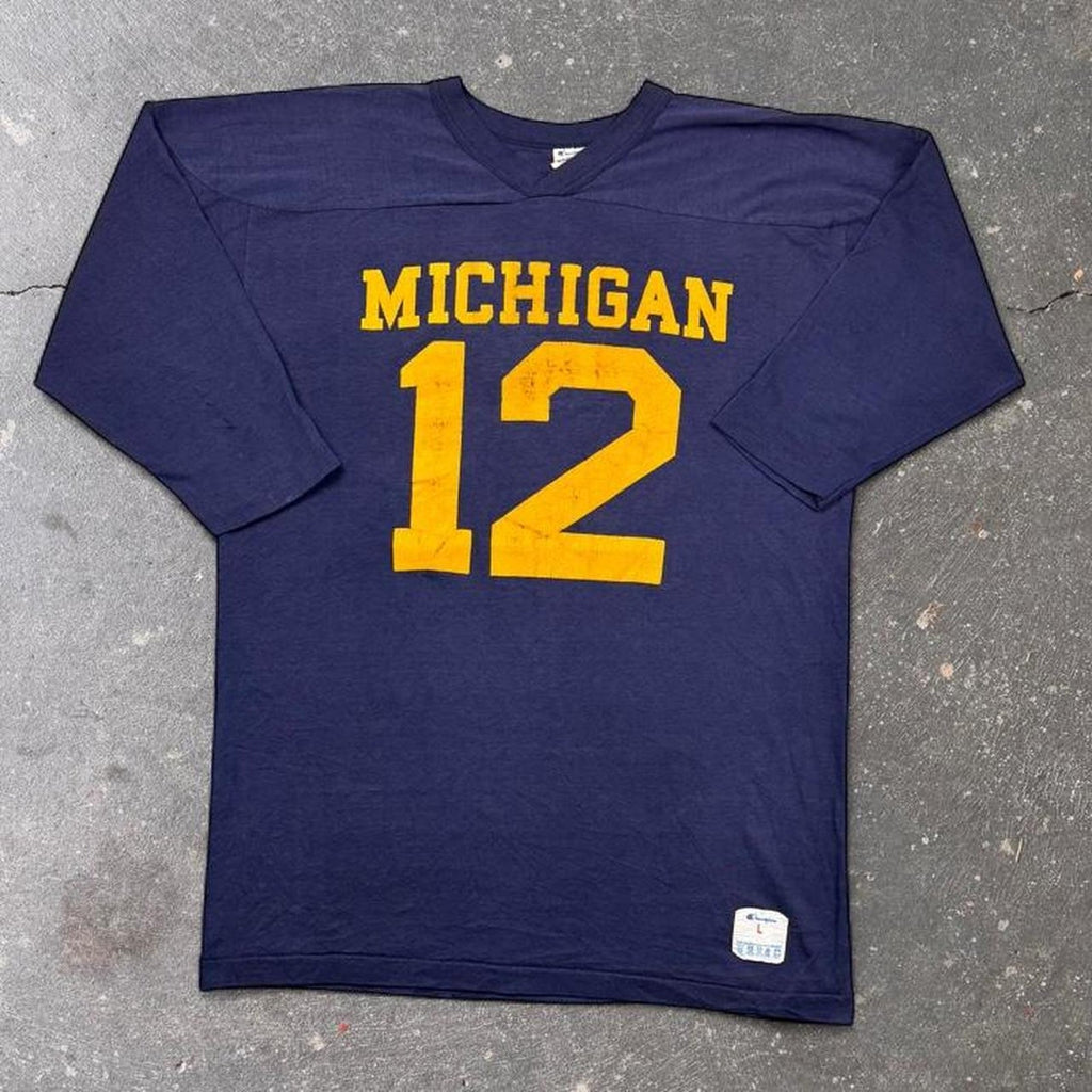 1980s Michigan Wolverines 12 Jersey Tee | L