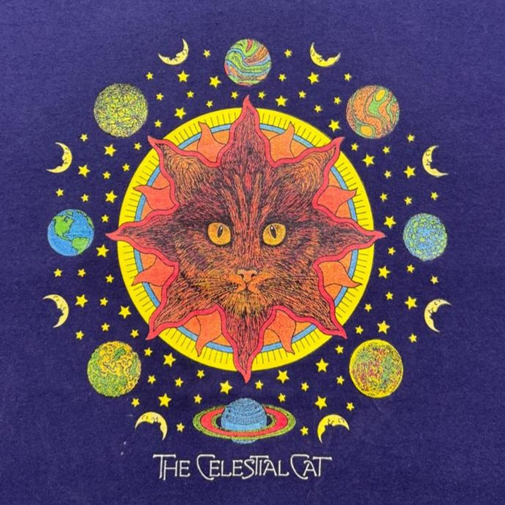 1990s The Celestial Cat Cosmic Space Graphic Tee | Large