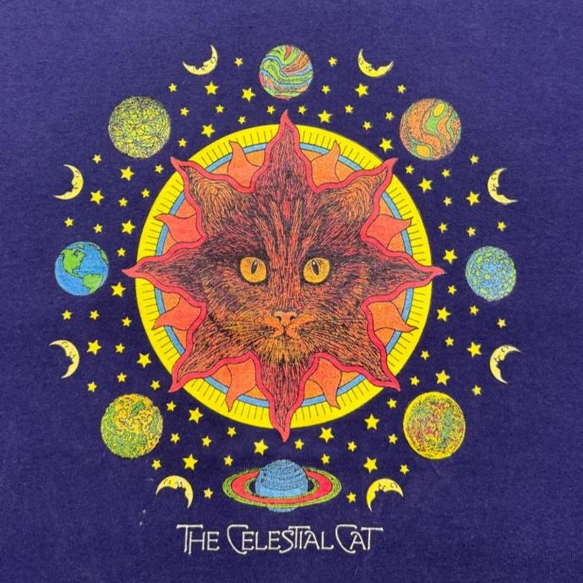 1990s The Celestial Cat Cosmic Space Graphic Tee | Large