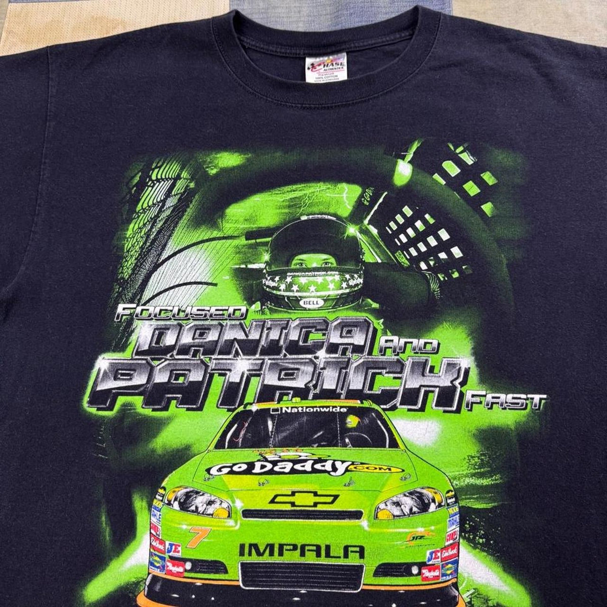 2010s Danica Patrick GoDaddy Number 7 NASCAR Racing Tee | Large