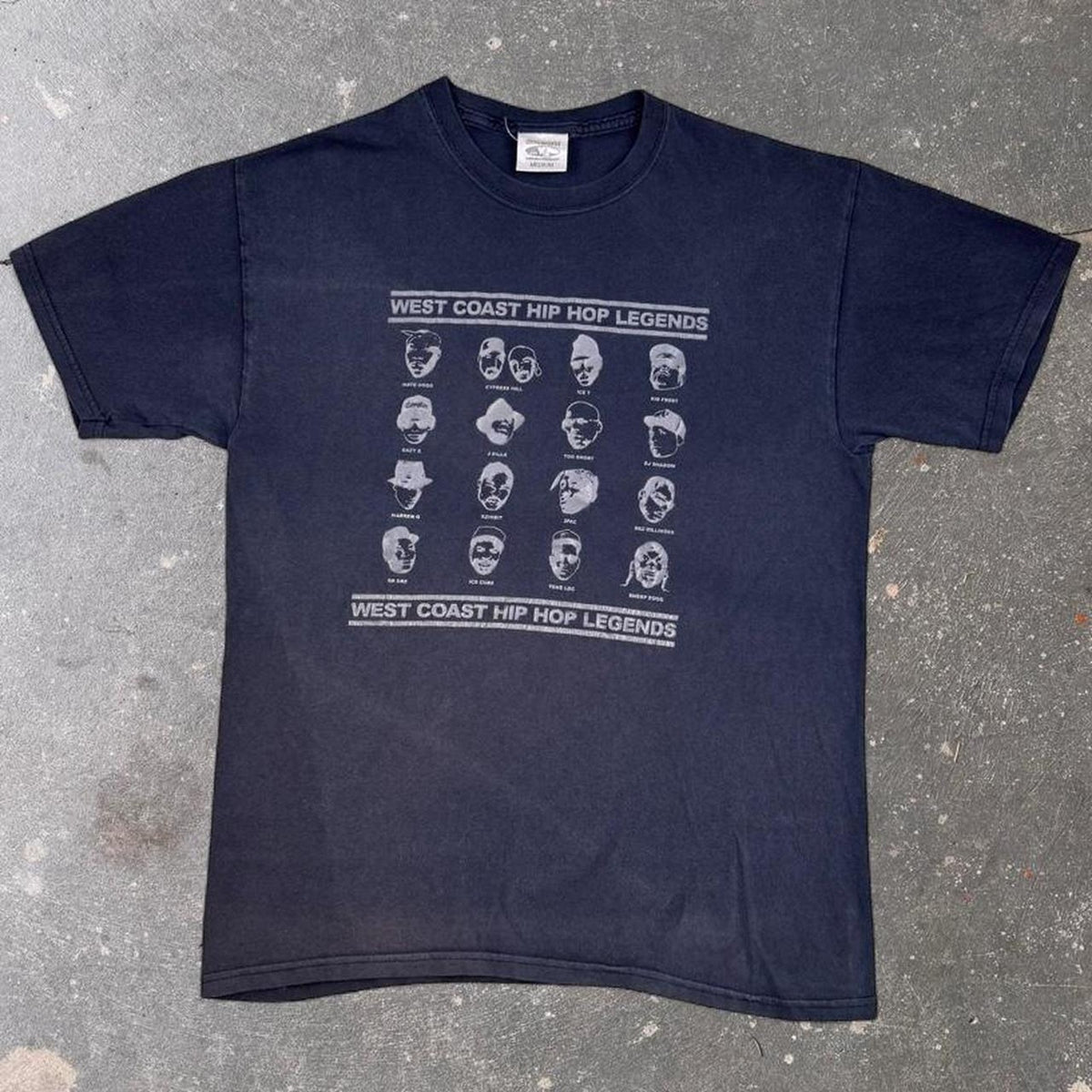 2000s DMC World West Coast Hip Hop Legends Rap Tee Black | Medium