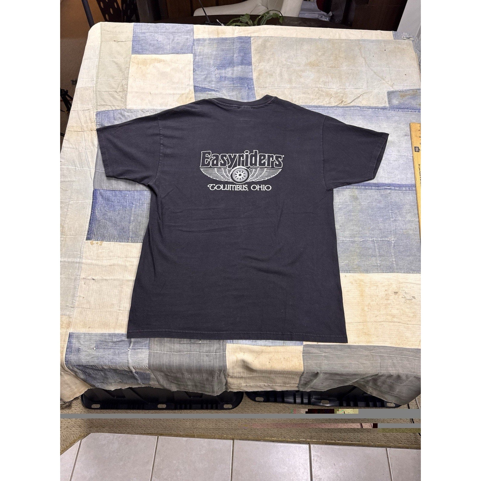 Vintage Easyriders Columbus Ohio Skull Graphic Biker T Shirt Black XL USA