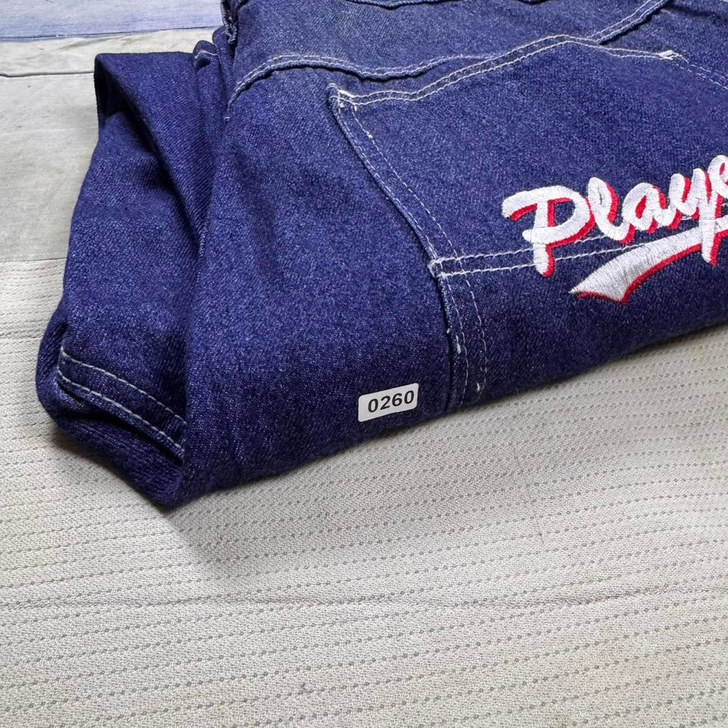 2000s Vintage wide leg Players 69 navy denim carpenter pants | 38x33