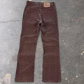 1980s Plain Pockets Brown Corduroy Flare Pants | 28 x 28.5