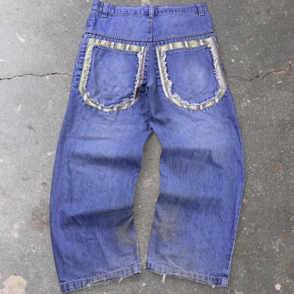 2000s Sport Embroidered Baggy Denim Jeans | 32x27