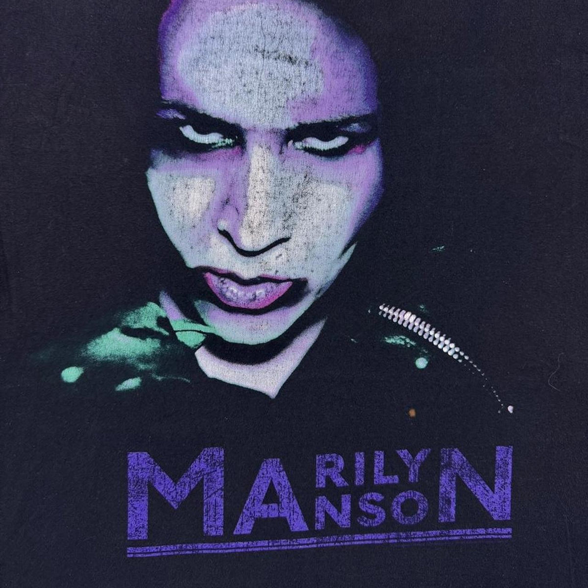 2000s Marilyn Manson Purple Face Graphic Band Tee | Extra Large