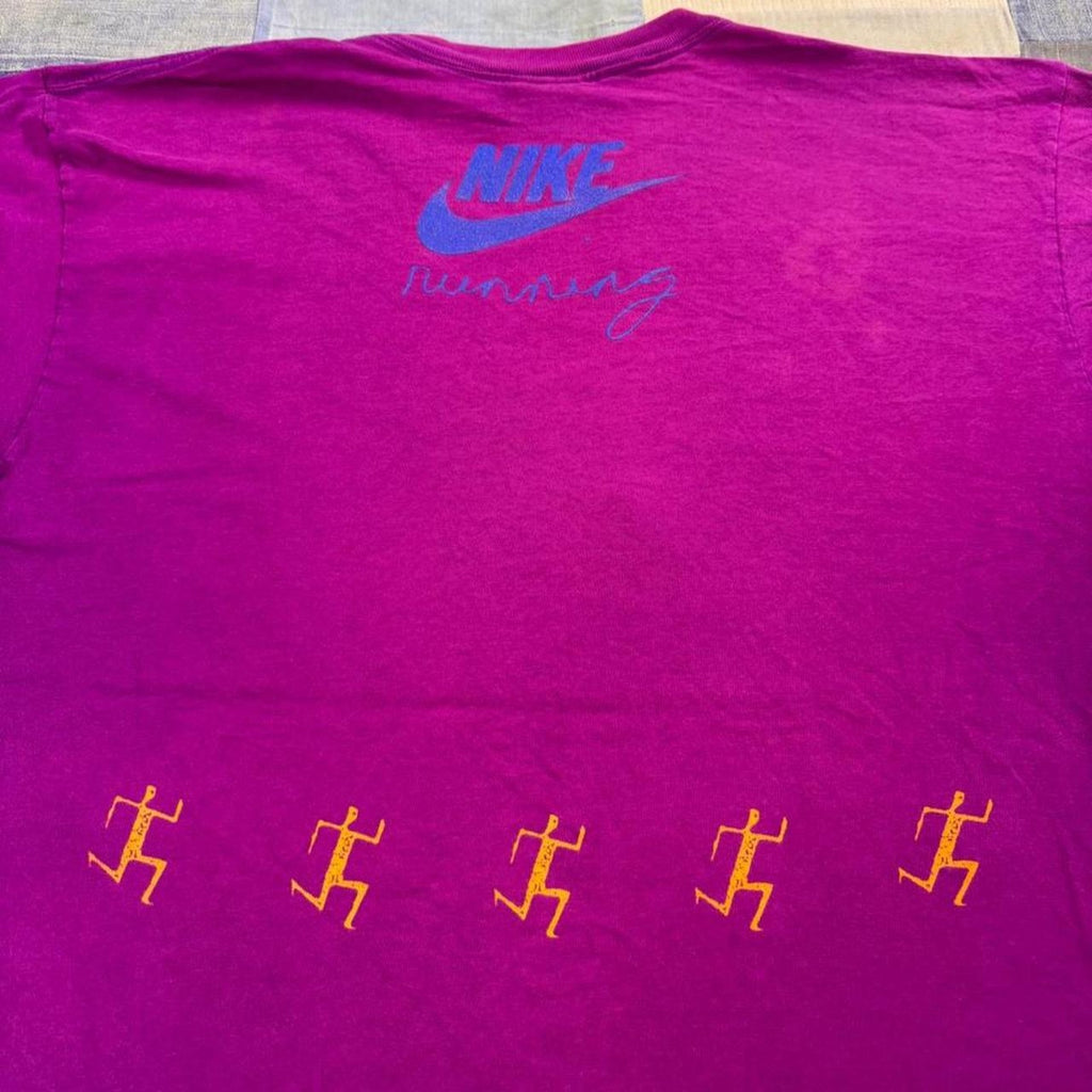 1990s Nike Running Neon Graphic Tee | Large