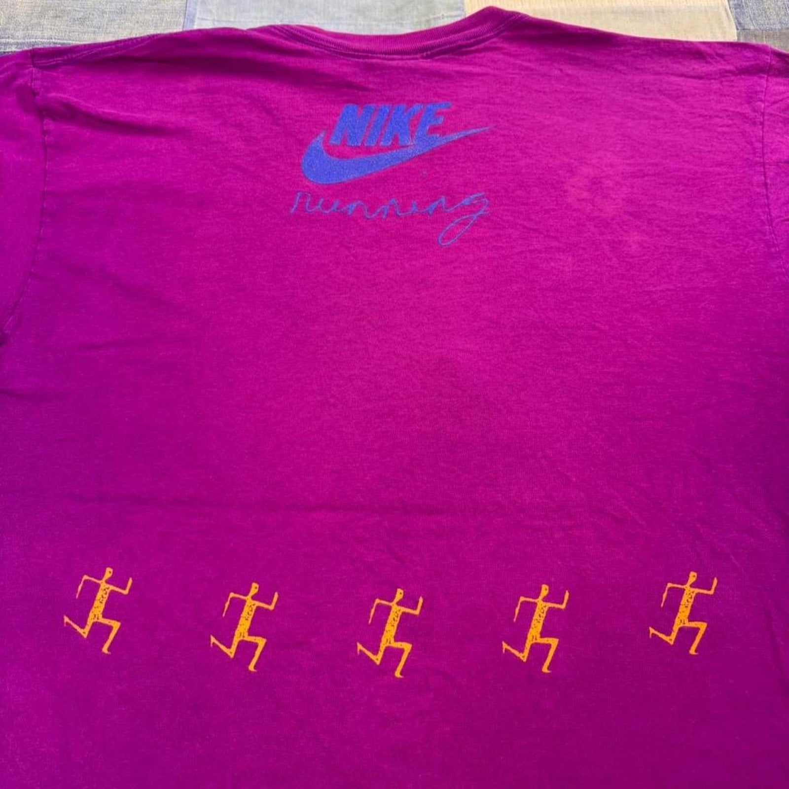 1990s Nike Running Neon Graphic Tee | Large