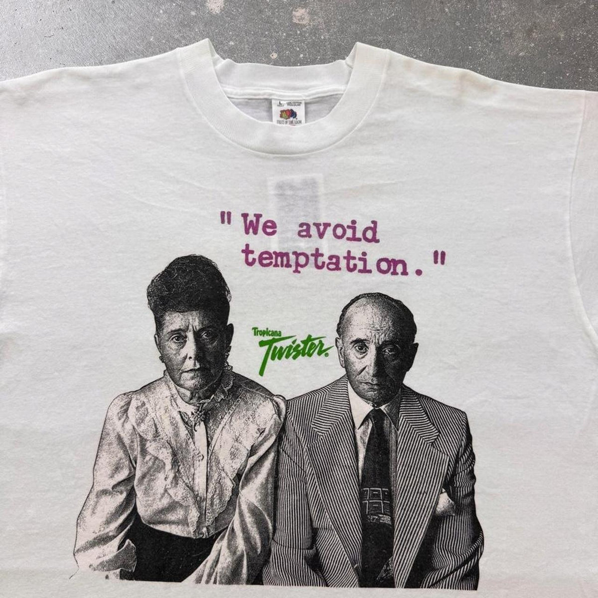 1990s Tropicana Twister We Avoid Temptation Promo Tee | Large
