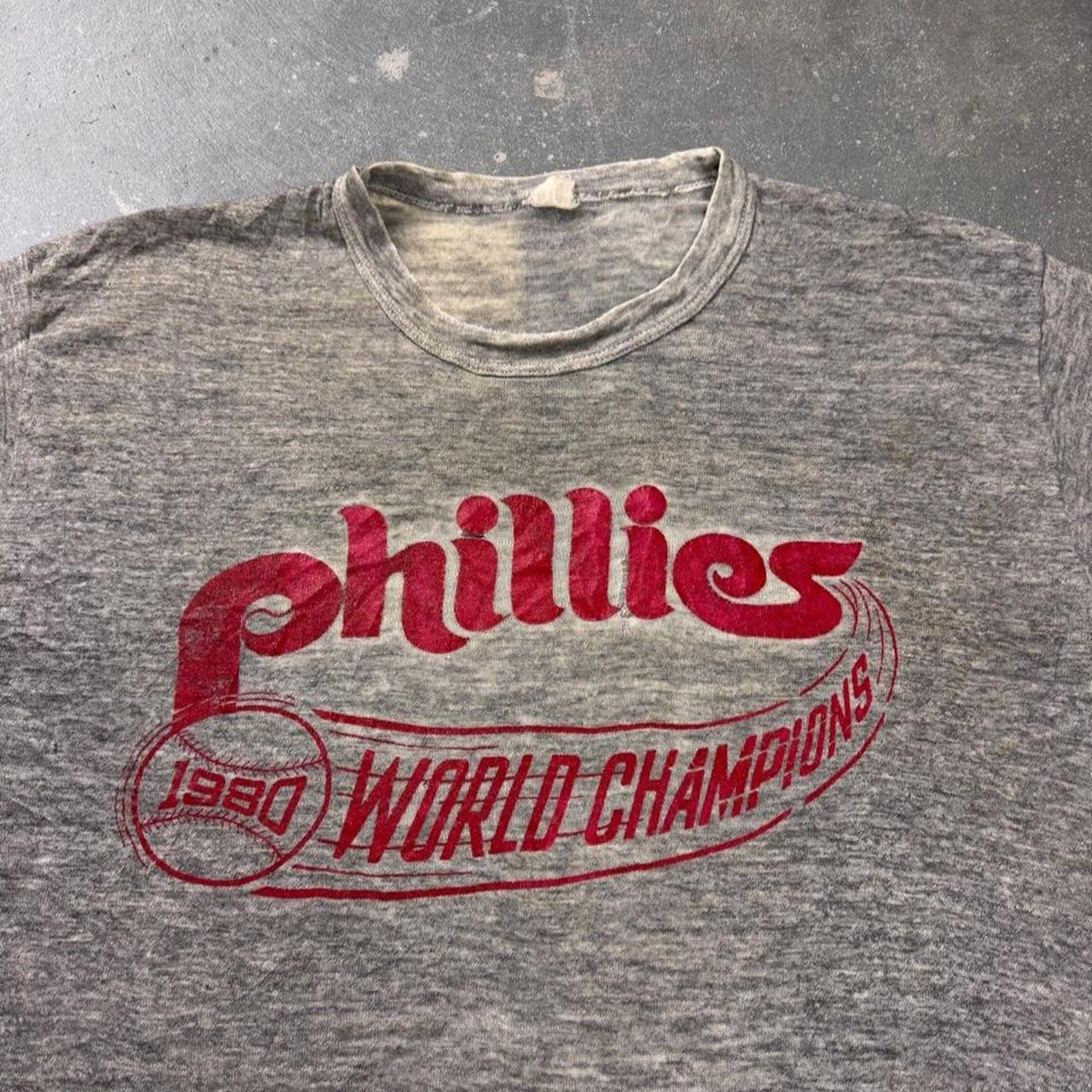 1980 Philadelphia Phillies World Champions Burnout Tee | Medium
