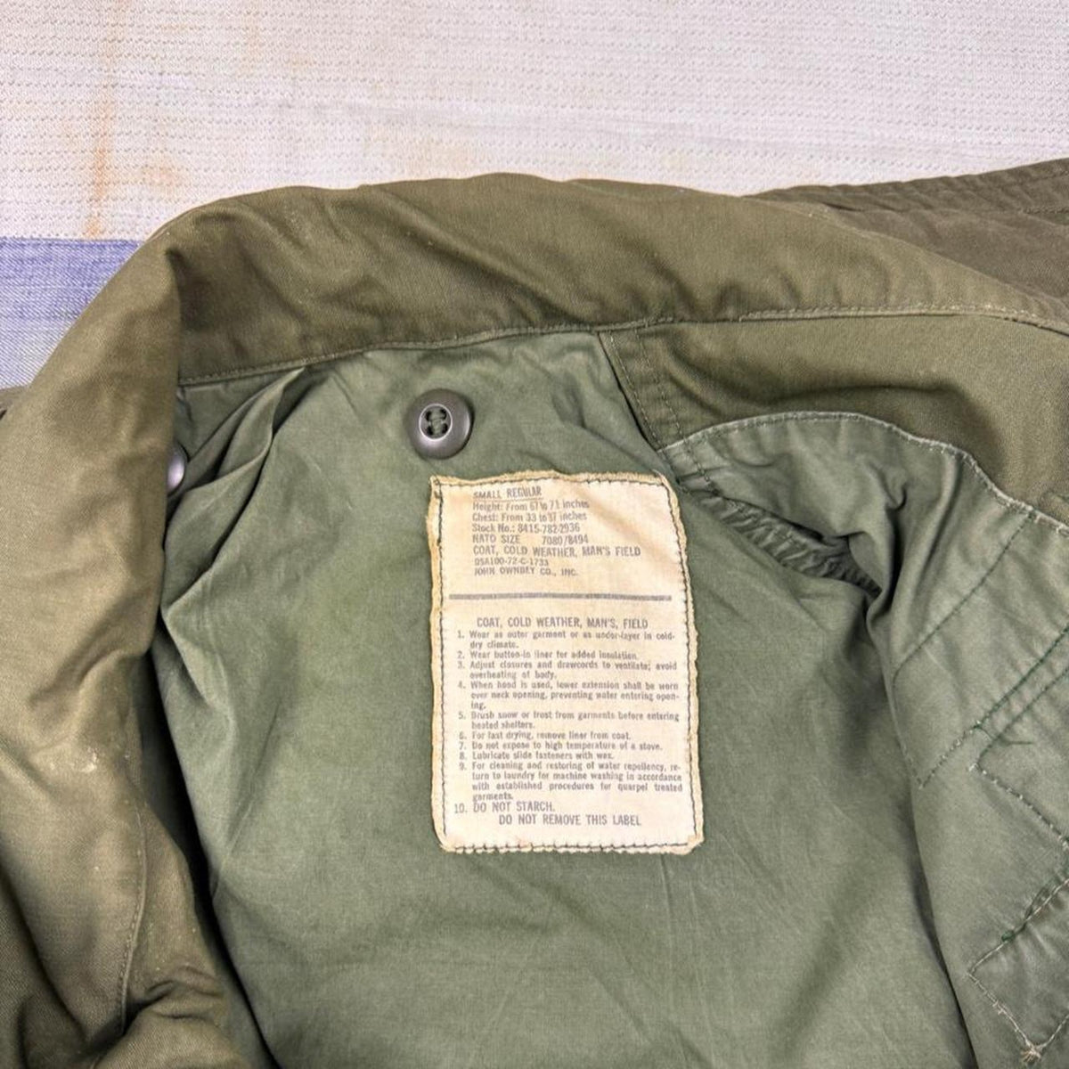 1972 Vietnam Era US Army M-65 Field Jacket 101st Airborne Houston Patched | Small Regular