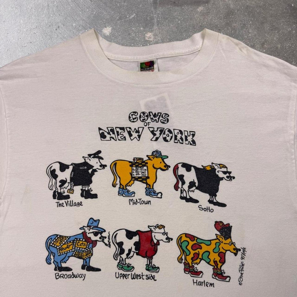 1996 “Cows of New York” Steve Phillips Cartoon Tee | Large