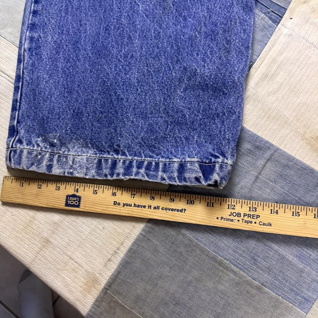 Y2K Urban Brand Wide Leg Baggy Skater Hiphop Jeans With Embroidery Size 34x30.5