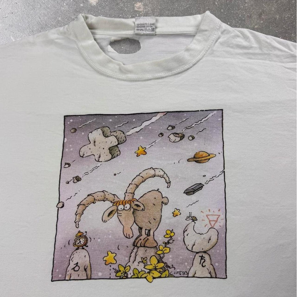 1990s Karvea Pharmaceutical Space Cartoon Graphic Tee | Large