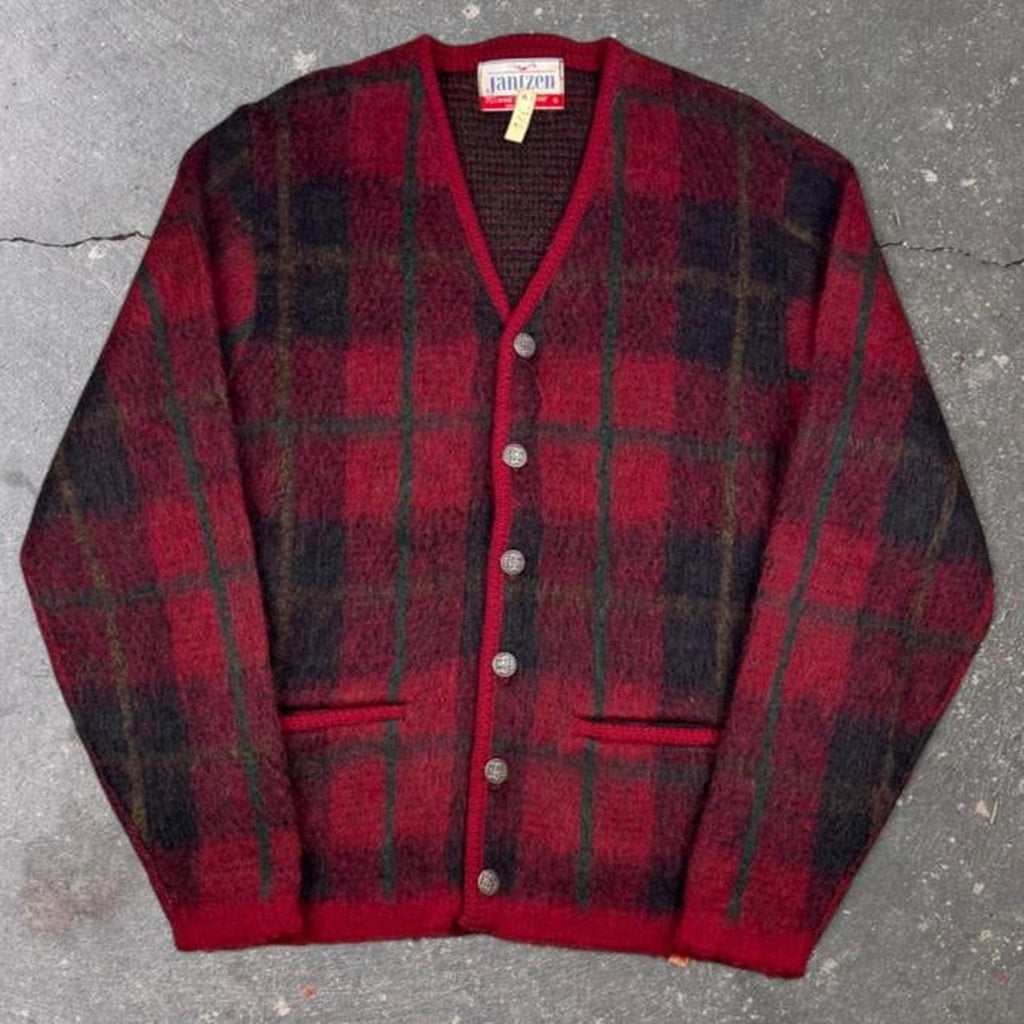 1960s Jantzen Plaid Mohair Cardigan | S