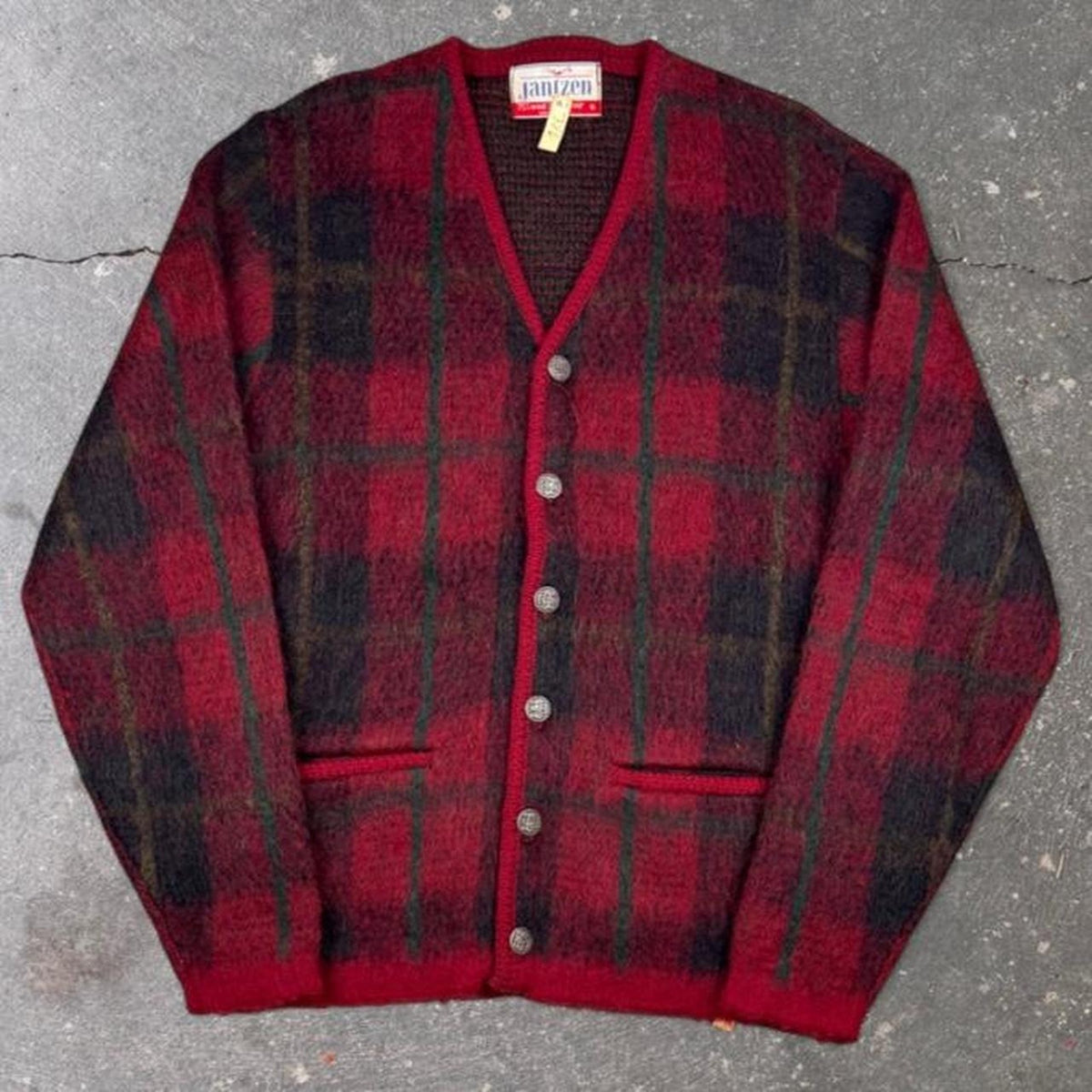 1960s Jantzen Plaid Mohair Cardigan | S
