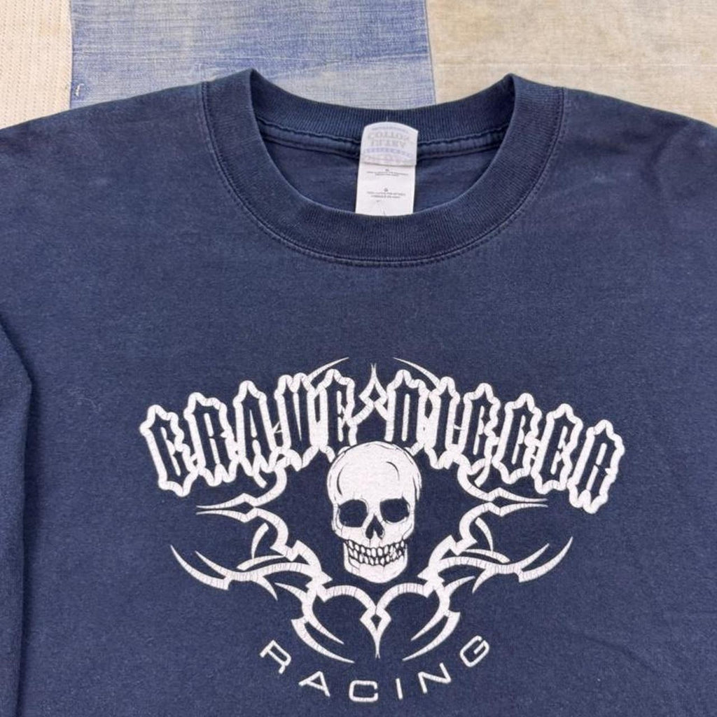 2000s Grave Digger Racing Skull Flame Long Sleeve Tee | Large
