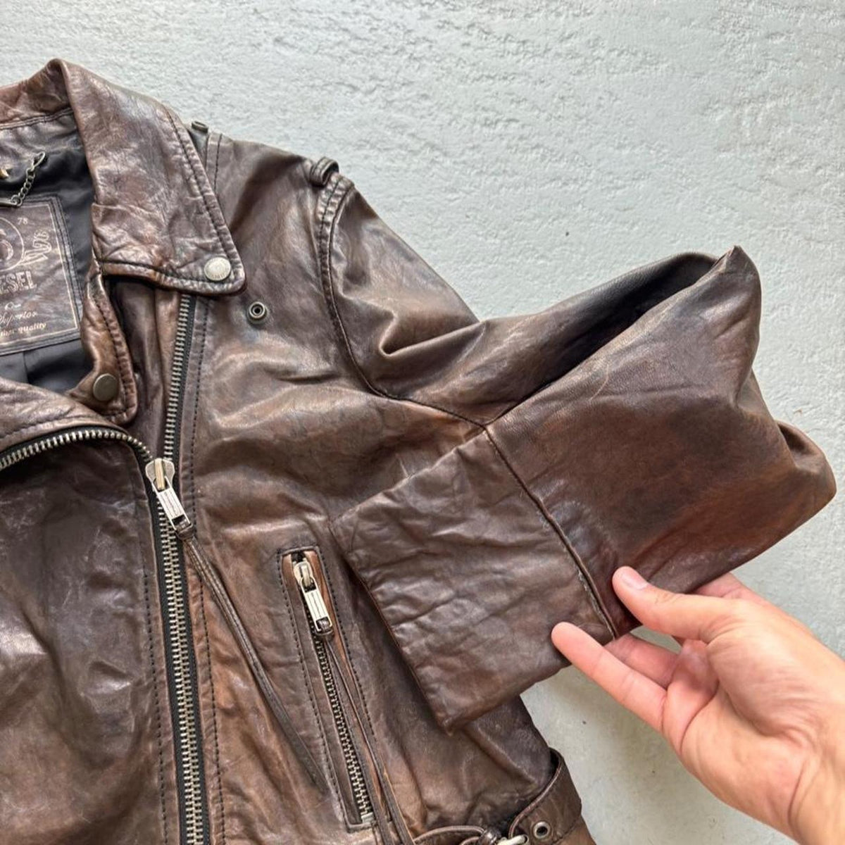 2000s Diesel Leather Moto Jacket | S