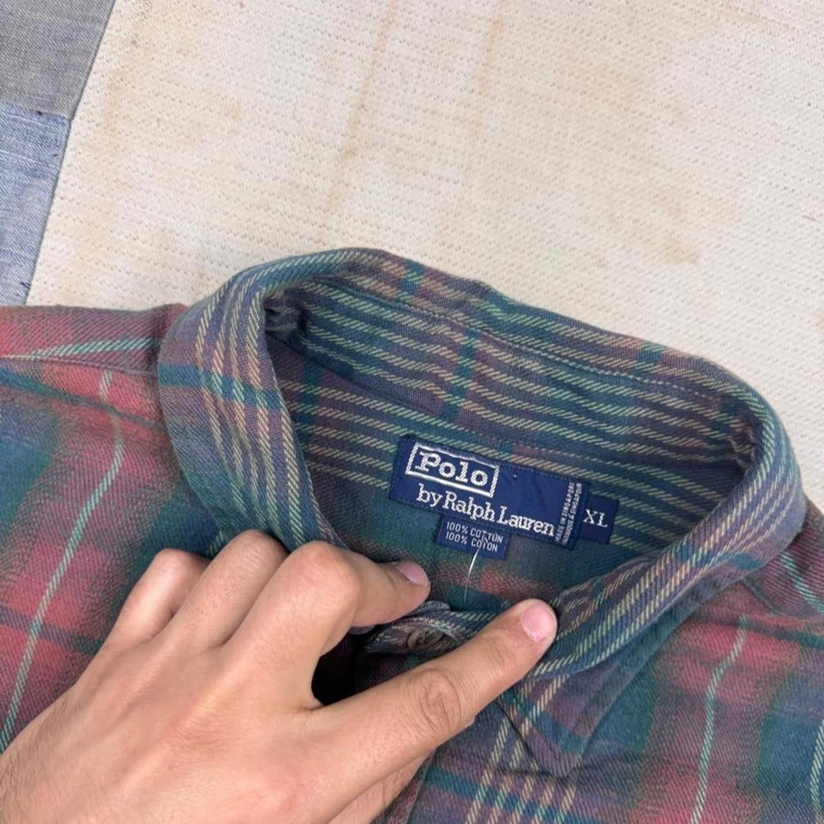 1990s Polo Ralph Lauren Plaid Flannel Shirt | XL