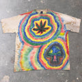 1990s GAP Tie Dye Marijuana Leaf Mushroom Tee | XL