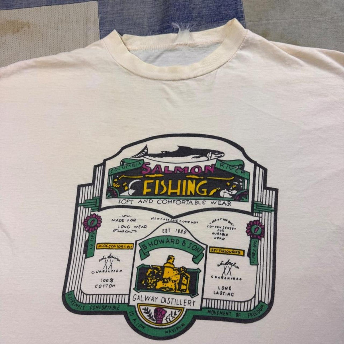 1990s Salmon Fishing Columbia River Graphic Tee | Large