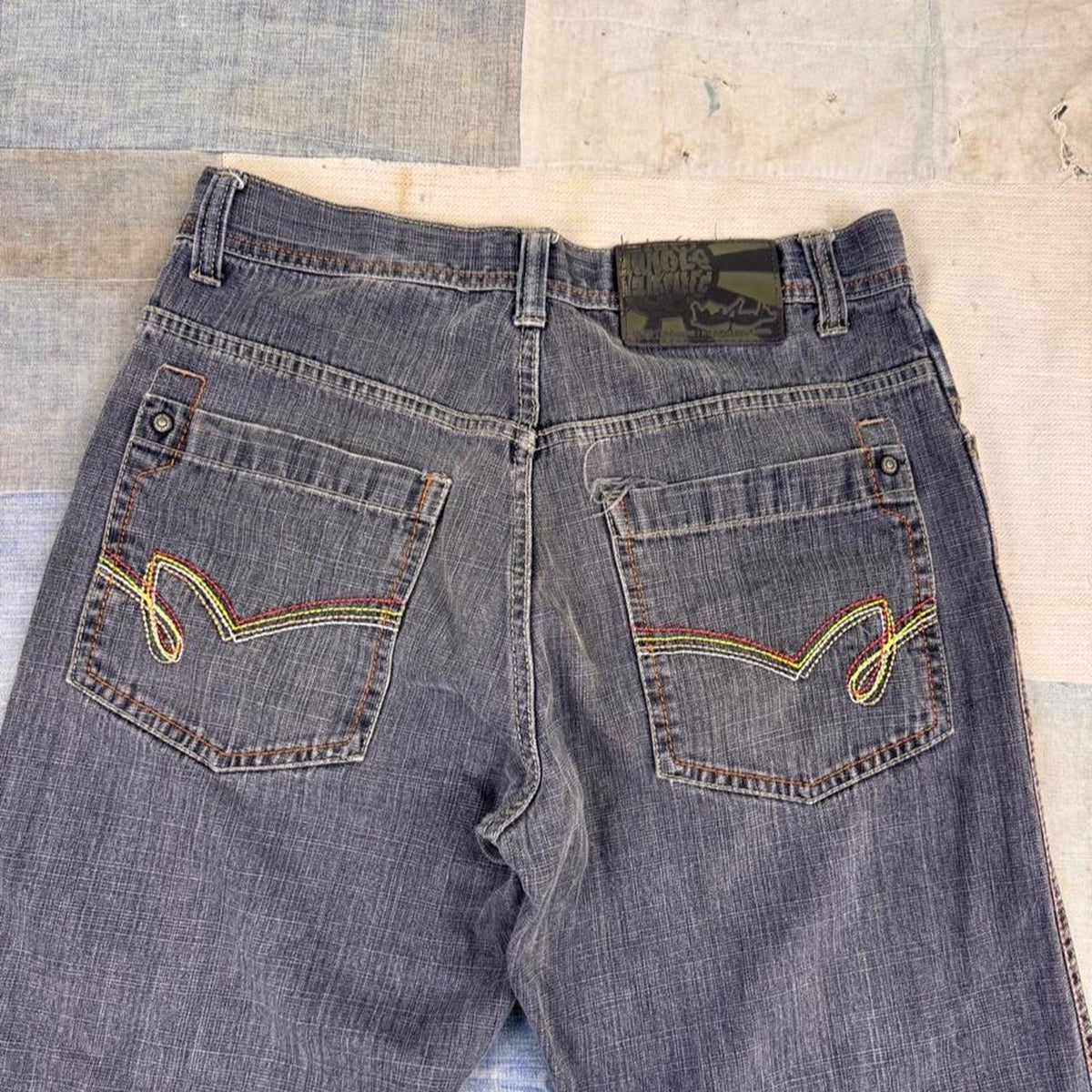 2000s Five Jungle & Co. Embroidered Pocket Baggy Jeans | 31 x 31