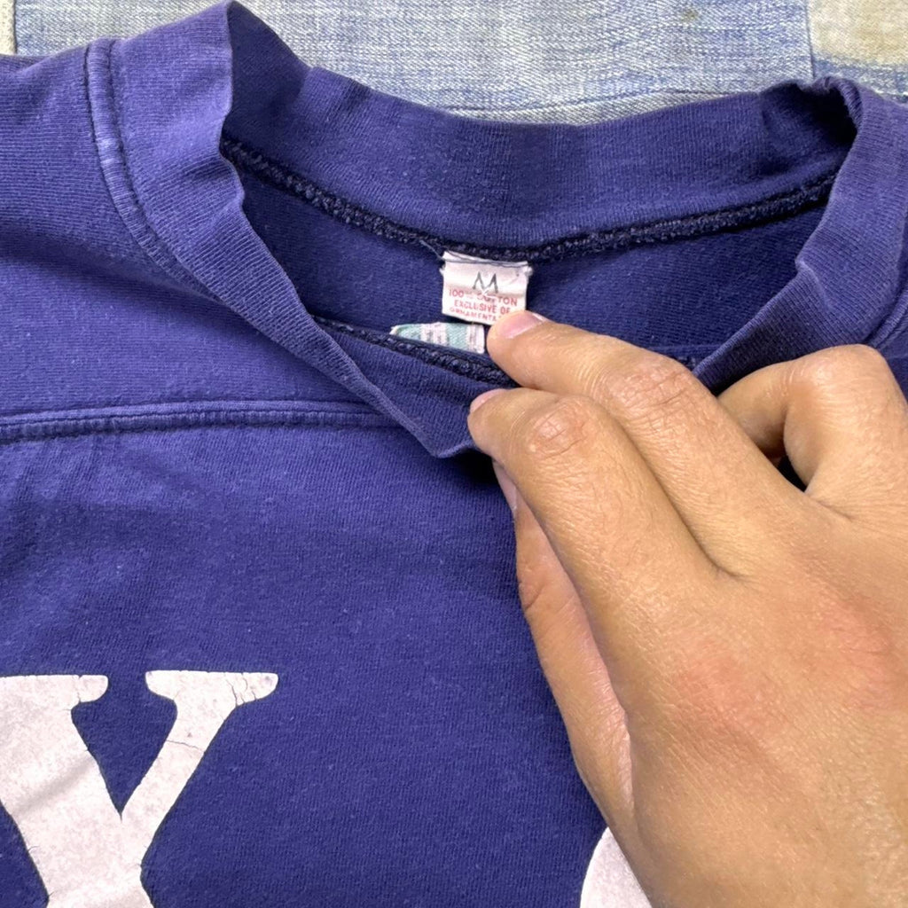 1970s Omega Psi Phi Purple & White Letterman Tee | Medium