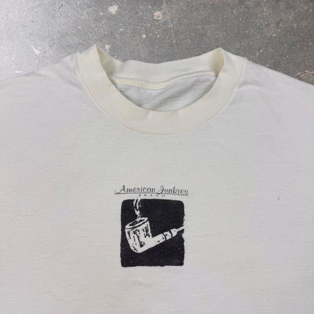 American Junkies Brand Smoking Pipe White Graphic Tee | Medium