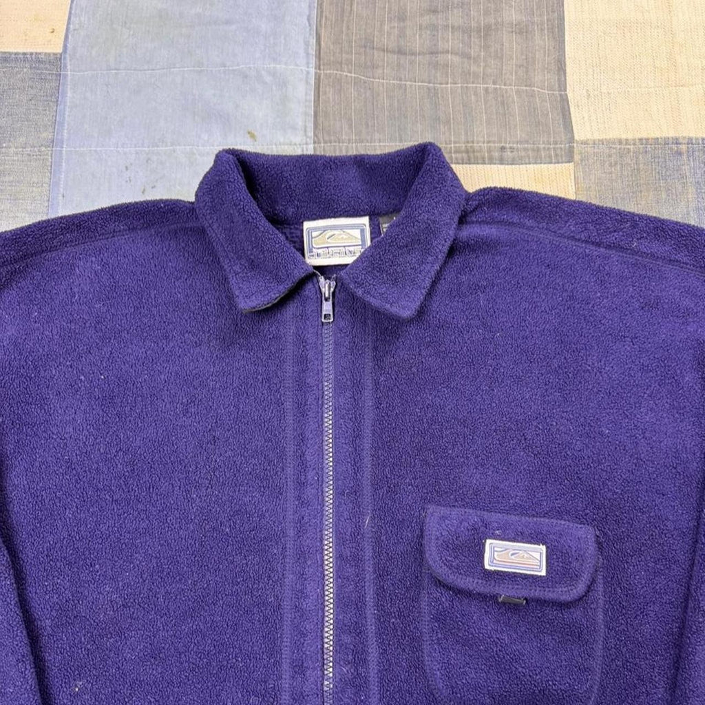2000s Quiksilver Vintage Surfwear Purple Full Zip Fleece Jacket | Large