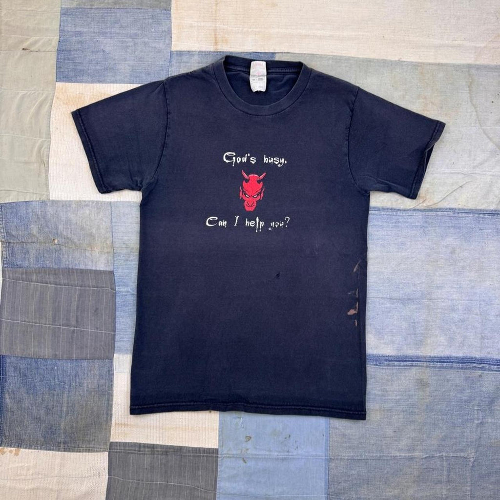1990s “God's Busy, Can I Help You?” Devil Graphic Tee | Small