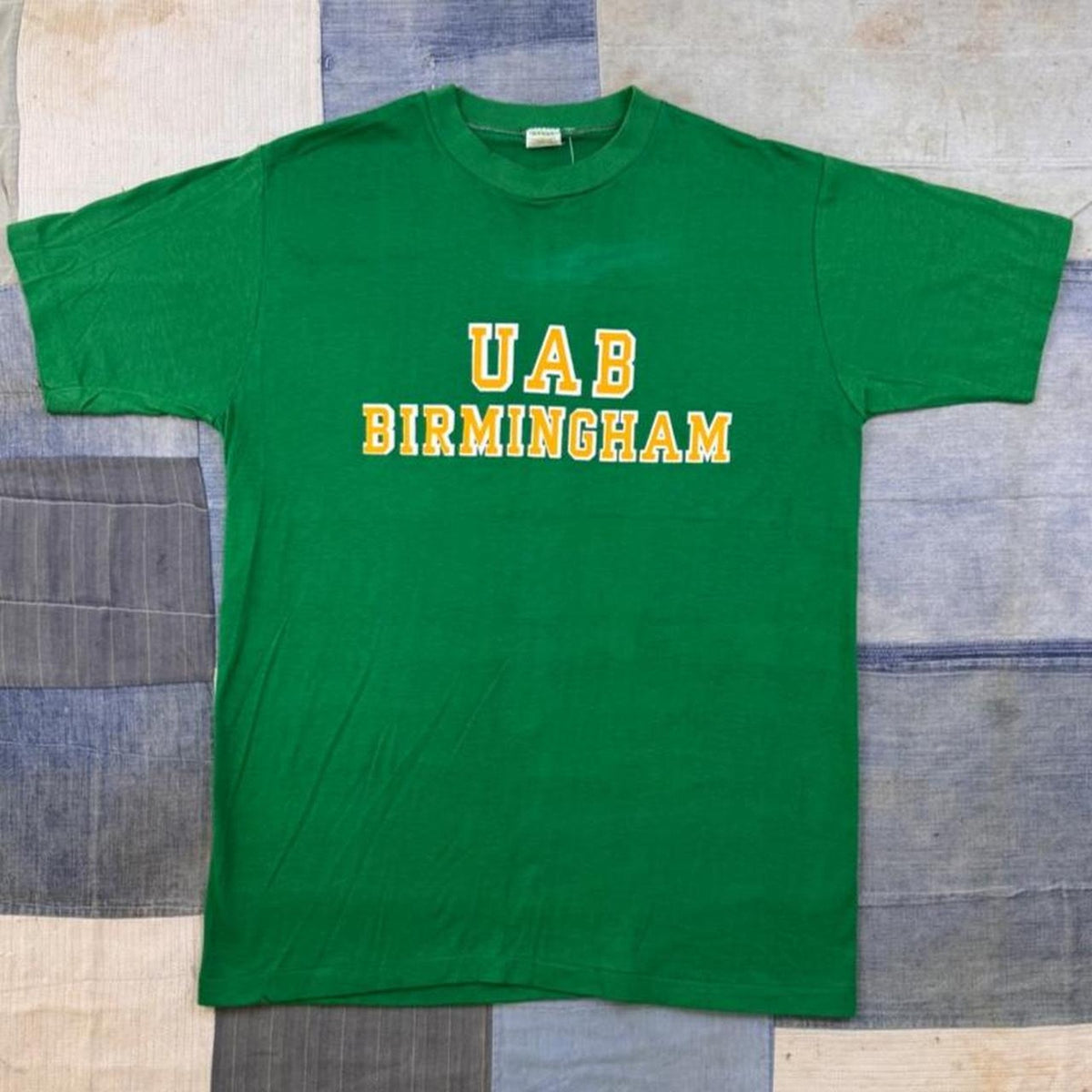 1980s Velva Sheen UAB Birmingham Blazers College Graphic Tee Green | Medium
