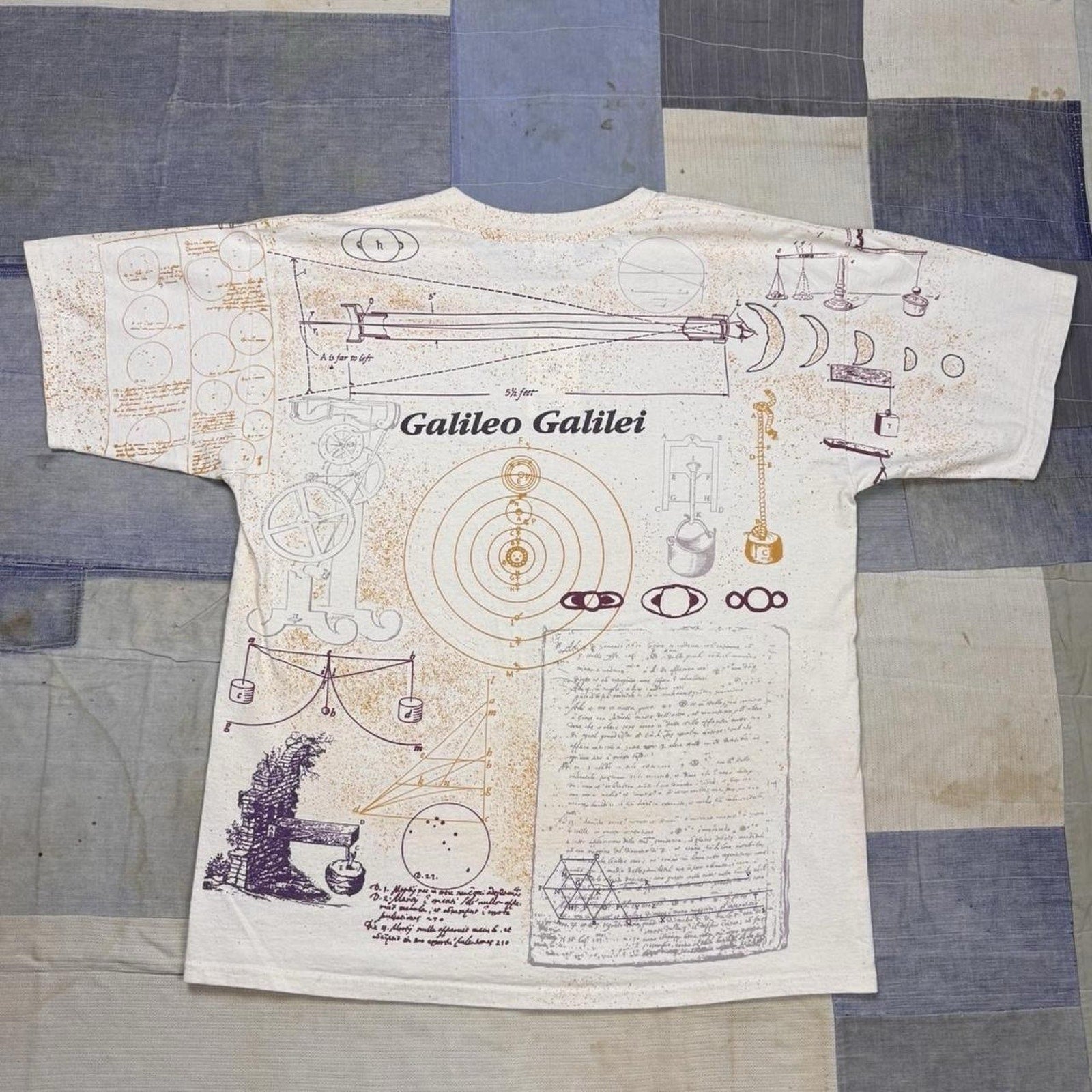 Vintage Galileo Galilei All Over Print Science Astronomy T Shirt Adult XL AOP