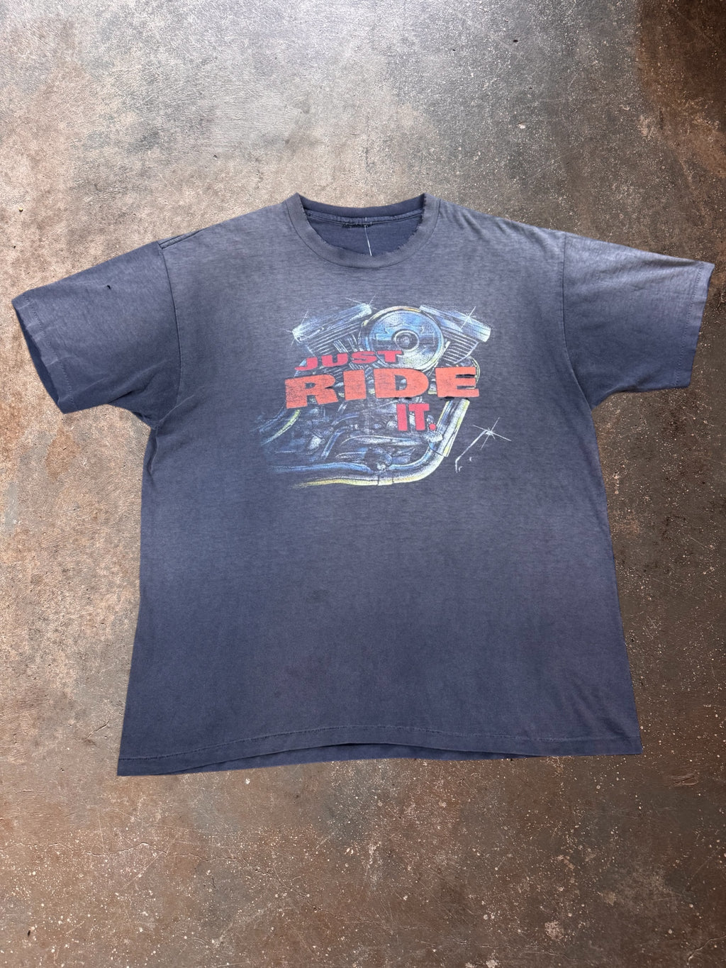 1990s Harley Davidson Smoked Out “Just Ride It” Black T Shirt | Large