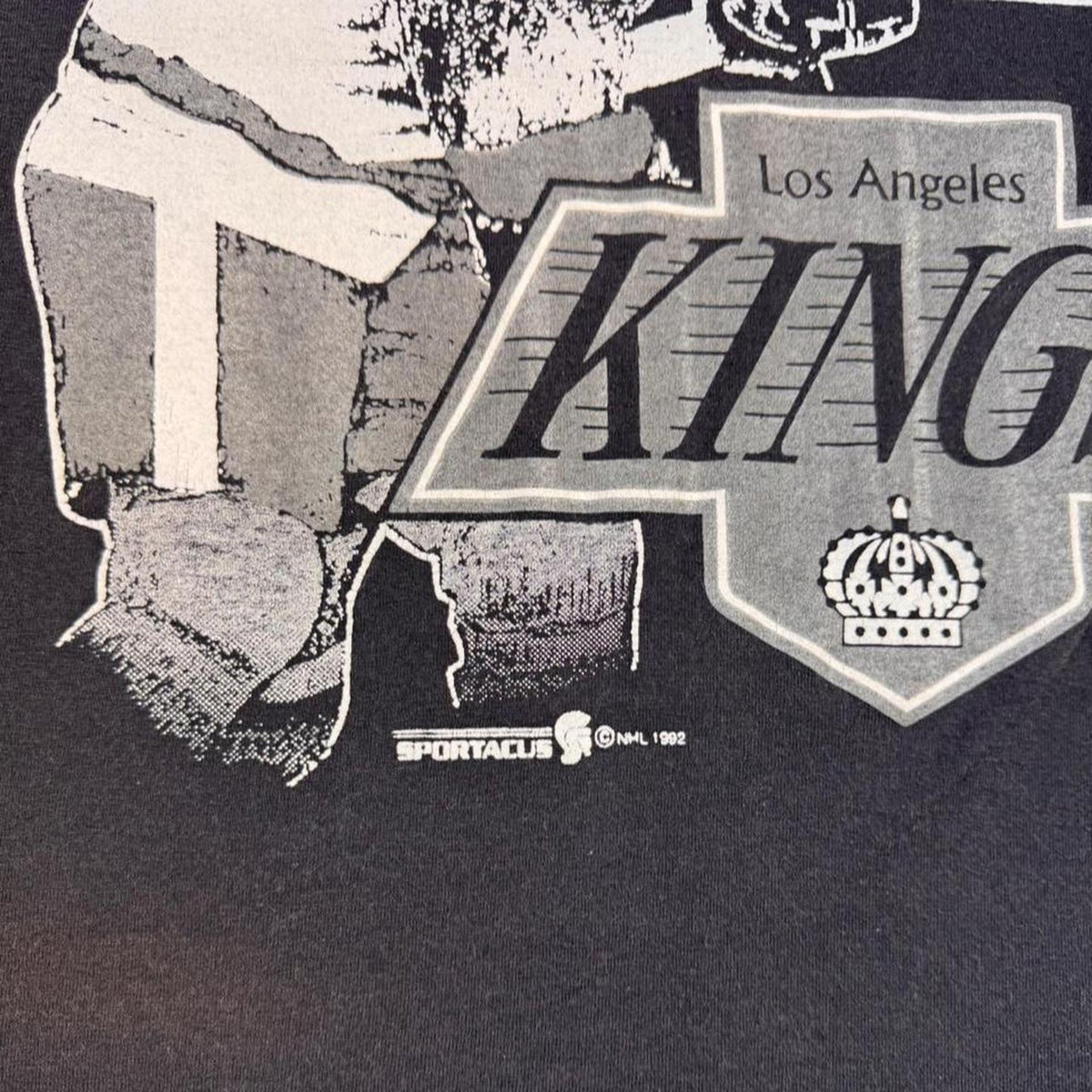 1992 Los Angeles Kings Sportacus Hockey Graphic Tee Black | Medium