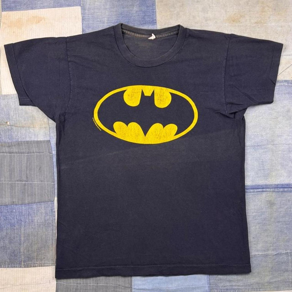 1989 Batman Movie Logo Graphic Tee Black Yellow DC Comics Single Stitch | Large