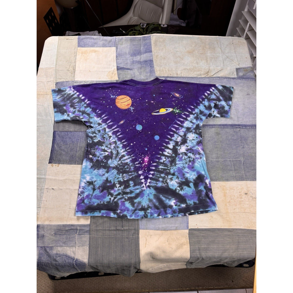 Liquid Blue Earth Planet Galaxy Tie Dye T Shirt XL Purple Space Graphic USA
