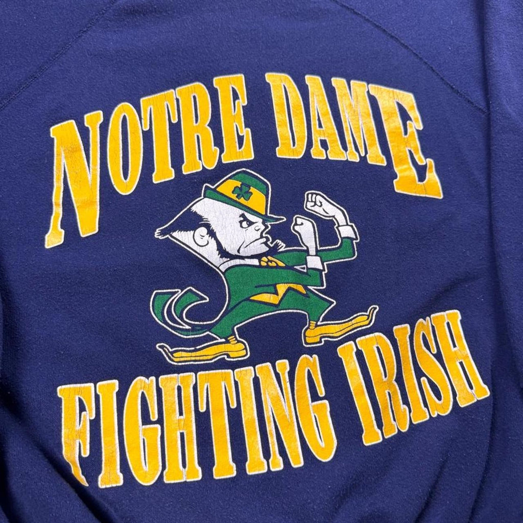 1980s Notre Dame Fighting Irish Leprechaun Raglan Crewneck Sweatshirt | Large