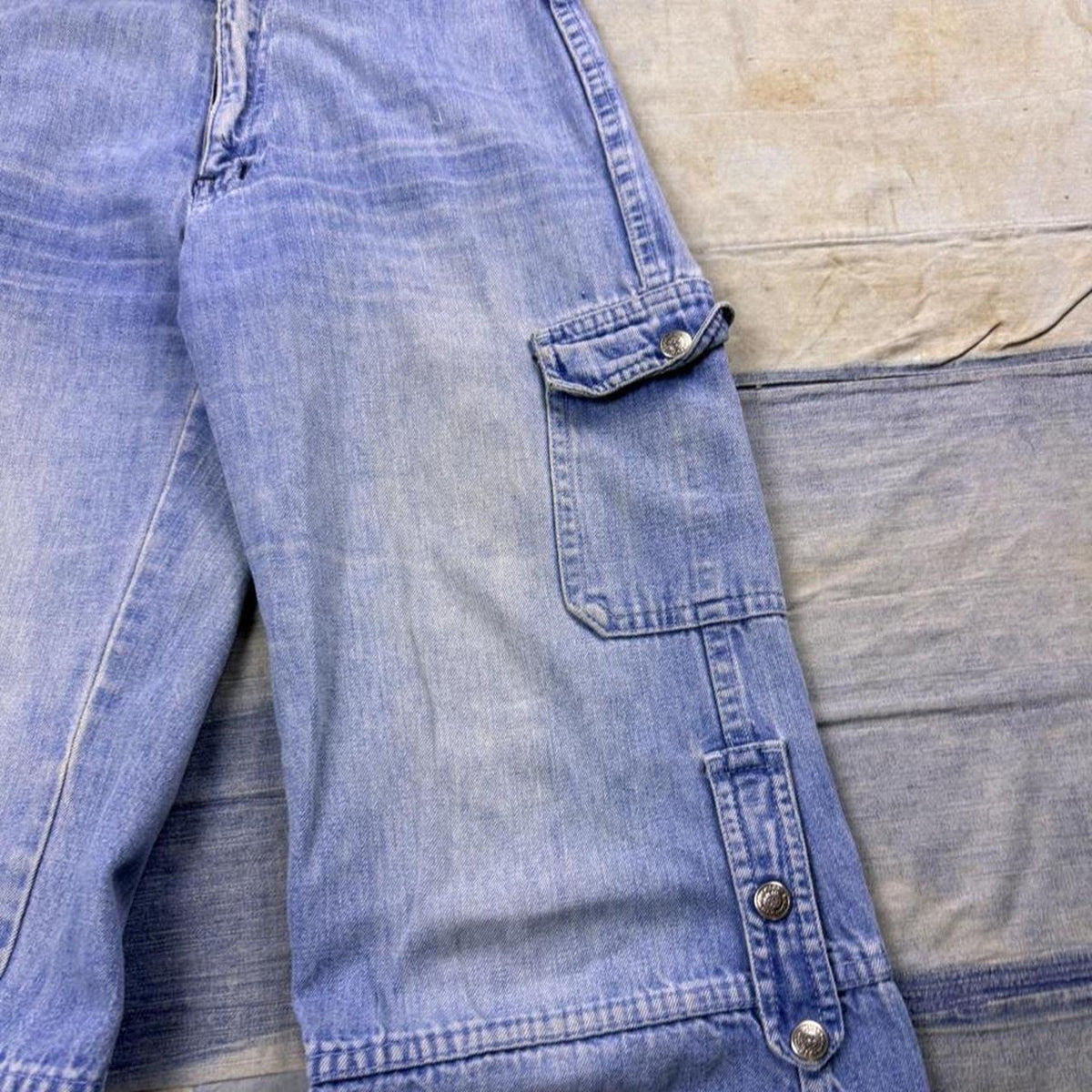 1970s Lee Riveted Baggy Cargo Wide Leg Jeans | 26x33