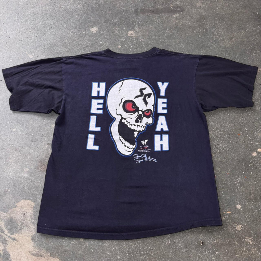 1990 WWF Steve Austin Hell Yeah Skull Double Sided Tee | XL