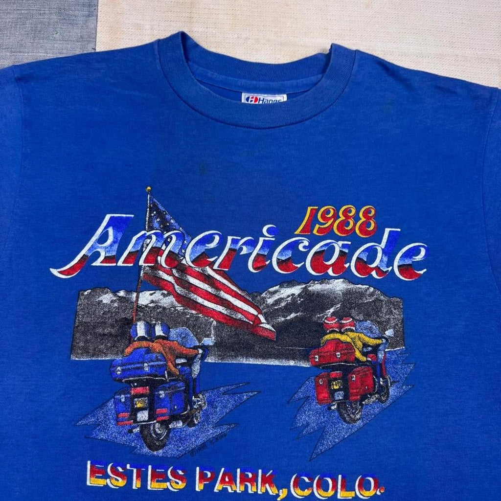1988 Americade Estes Park Colorado Motorcycle Double-Sided Tee | Medium