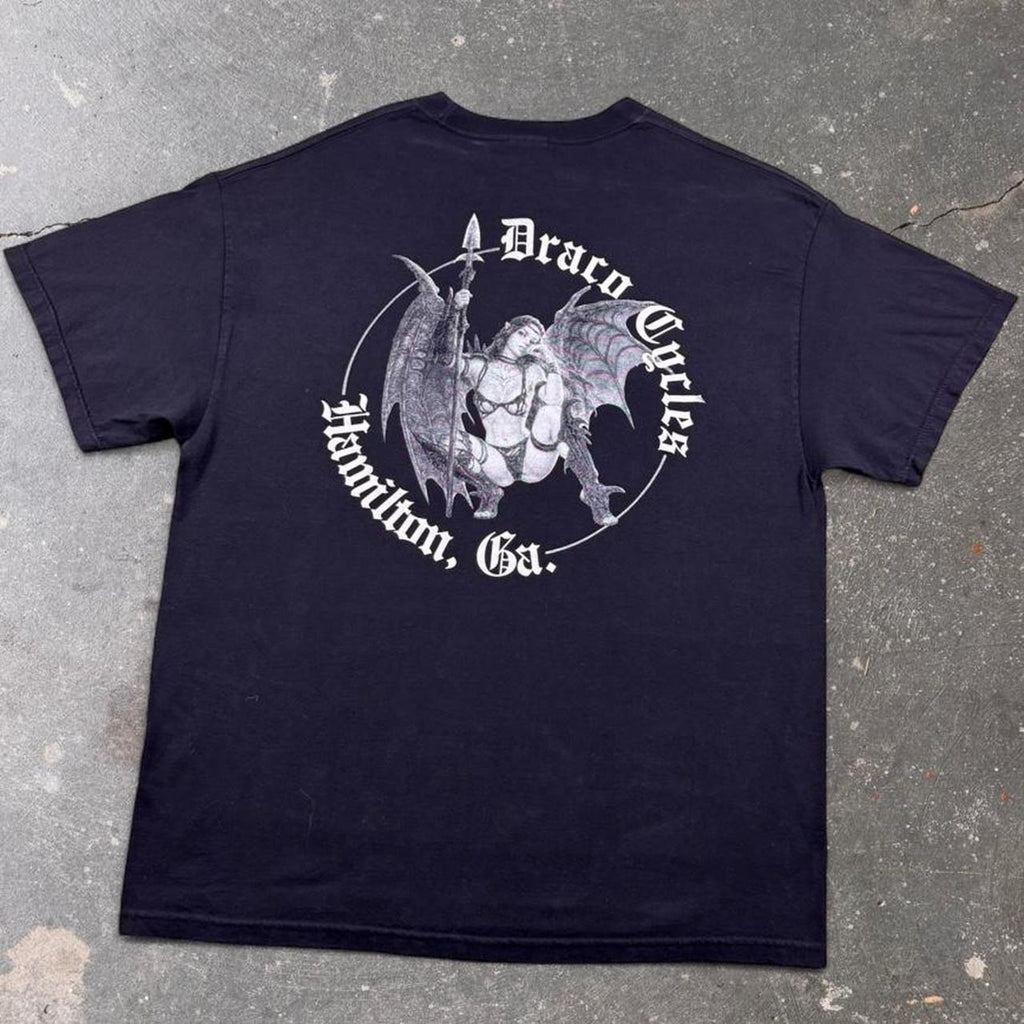 2000s Draco Cycles Dragon Motorcycle Shop Graphic Tee | XL