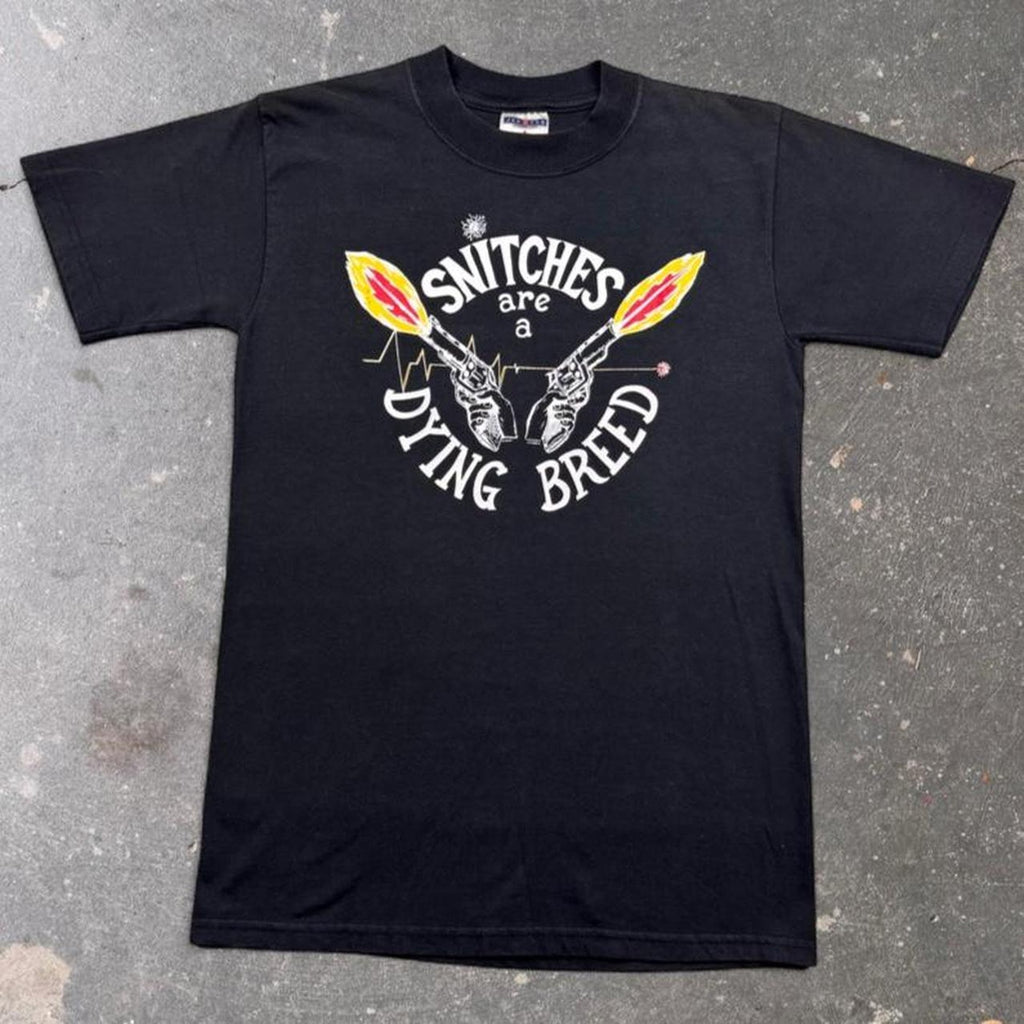 1990s Snitches Are a Dying Breed Gun Graphic Tee | Small