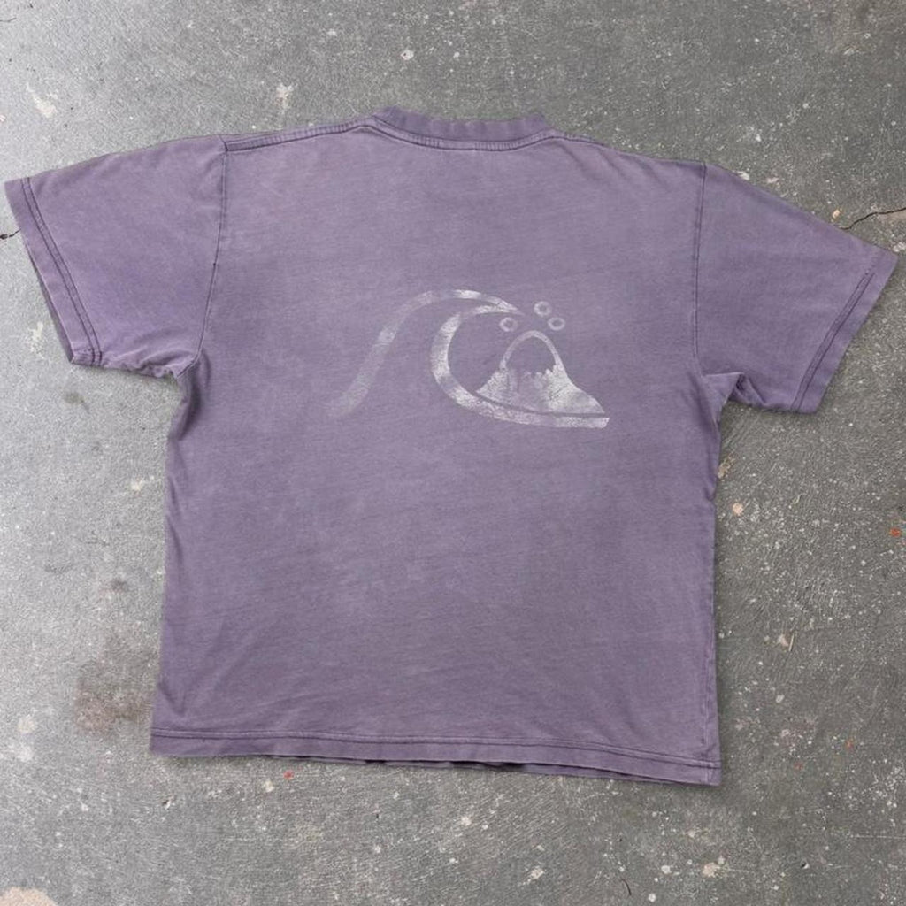 1990s Quiksilver Silver Edition Surf Logo Tee Purple | Small