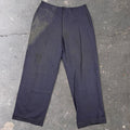 1940s Navy Blue Pinstripe Wool Button Fly Trousers | 32 x 29
