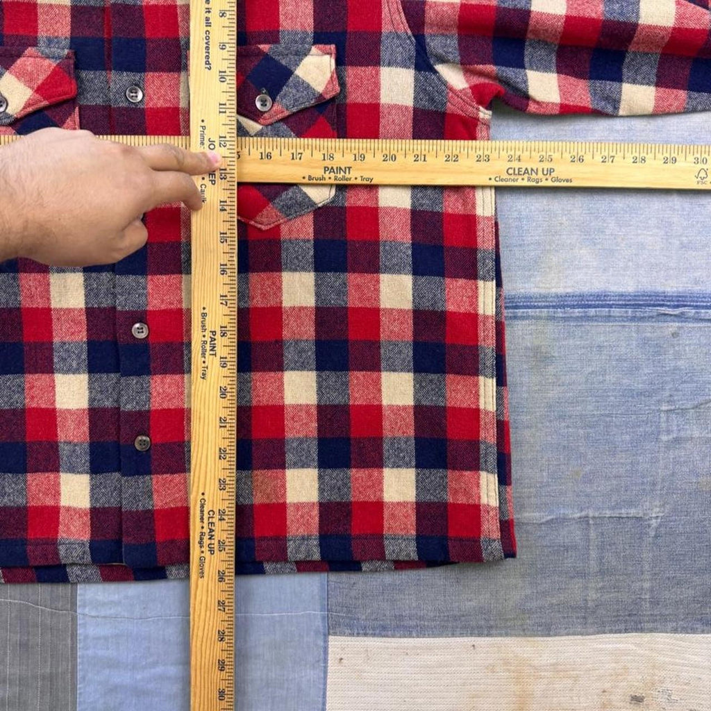 1950s TruVal Plaid Loop Collar Wool Shirt | XL