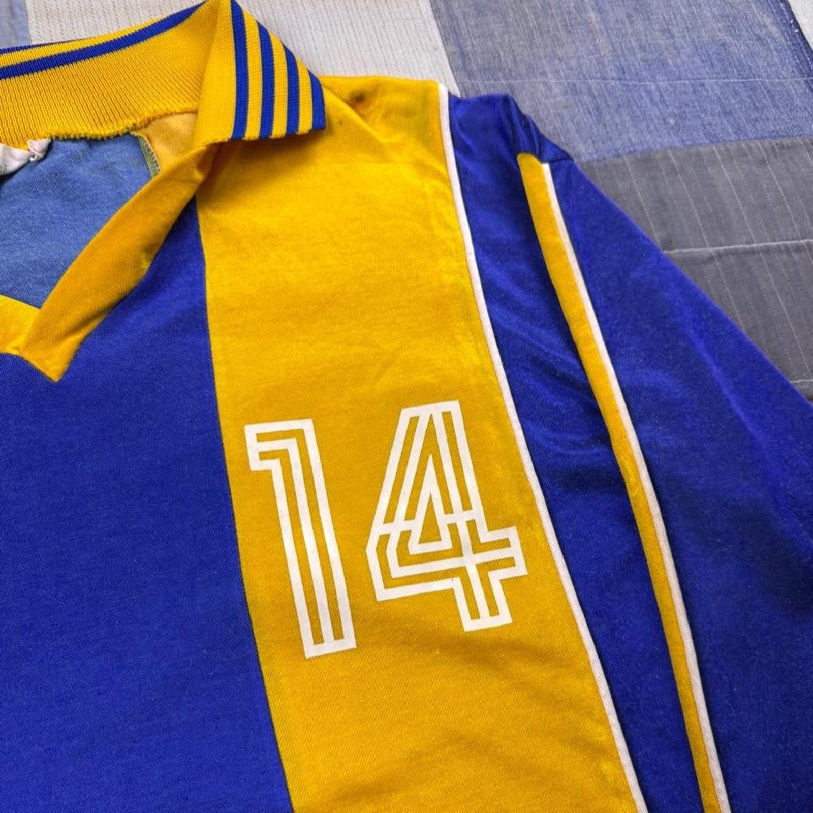 1980s Peter Green Number 14 Long Sleeve Soccer Jersey | Large